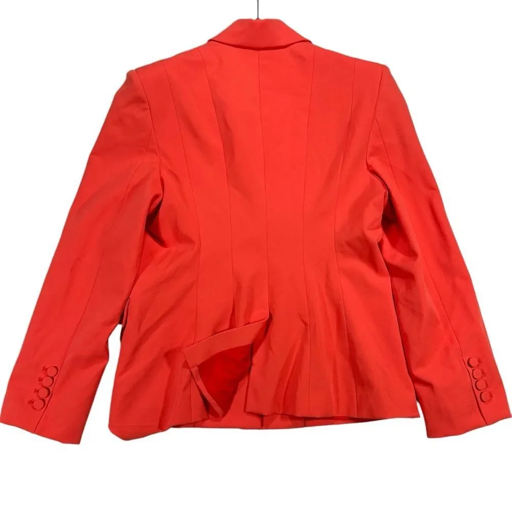AKNVAS Valdi Classic Notch lapels Front Button Closure Blazer Sz 10 Coral Orange